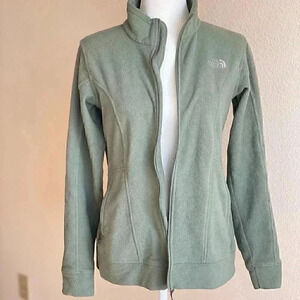 North Face Sage Green Fleece Zip Up Outdoor Athletic Jacket Medium sweater